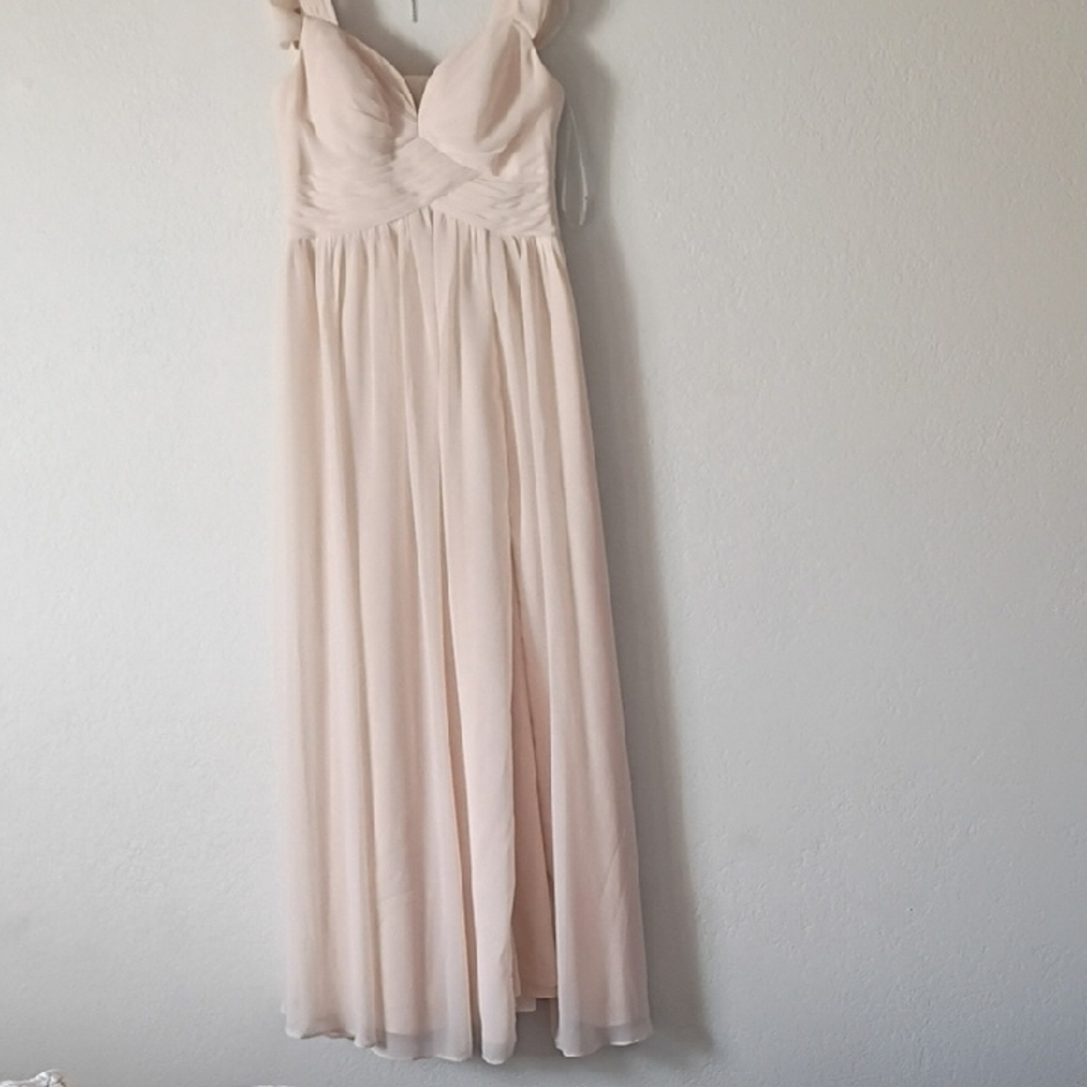 Azazie Lianne Cream Alabaster Bridesmaid Maxi Dress Size 8 - Picture 6 of 16